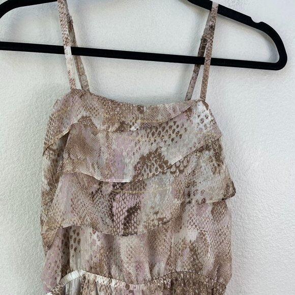 Express Womens Small Snake Print Chiffon Maxi Dress Ruffle Detail Sleeveless - Picture 3 of 9